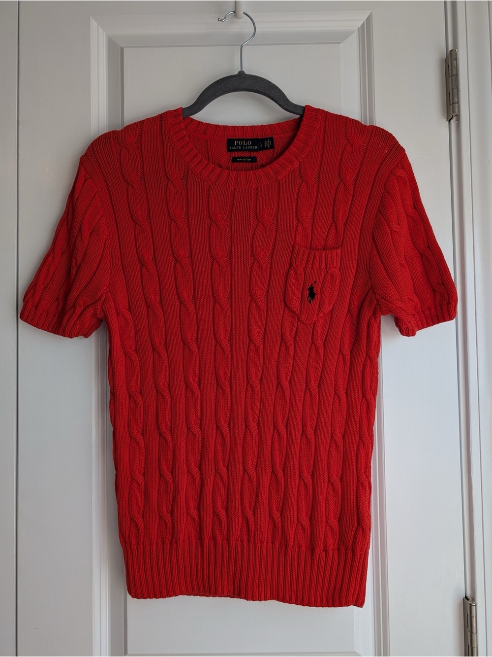 Polo by Ralph Lauren | Cable-Knit Short-Sleeve Sweater | Red | Size L